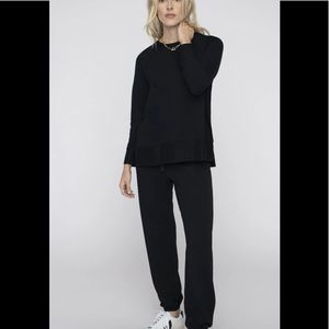 NEW Stateside Softest Fleece Raglan Side Slit Womens Sweatshirt Black $118